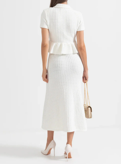 ERLEA KNITTED MIDI DRESS WITH GOLD BUTTONS BODYCON DRESS