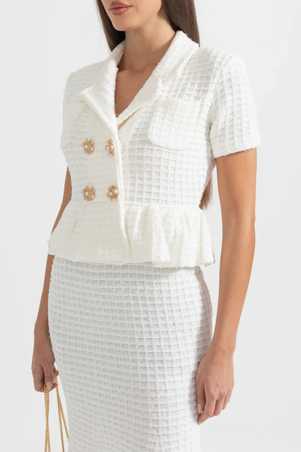 ERLEA KNITTED MIDI DRESS WITH GOLD BUTTONS BODYCON DRESS