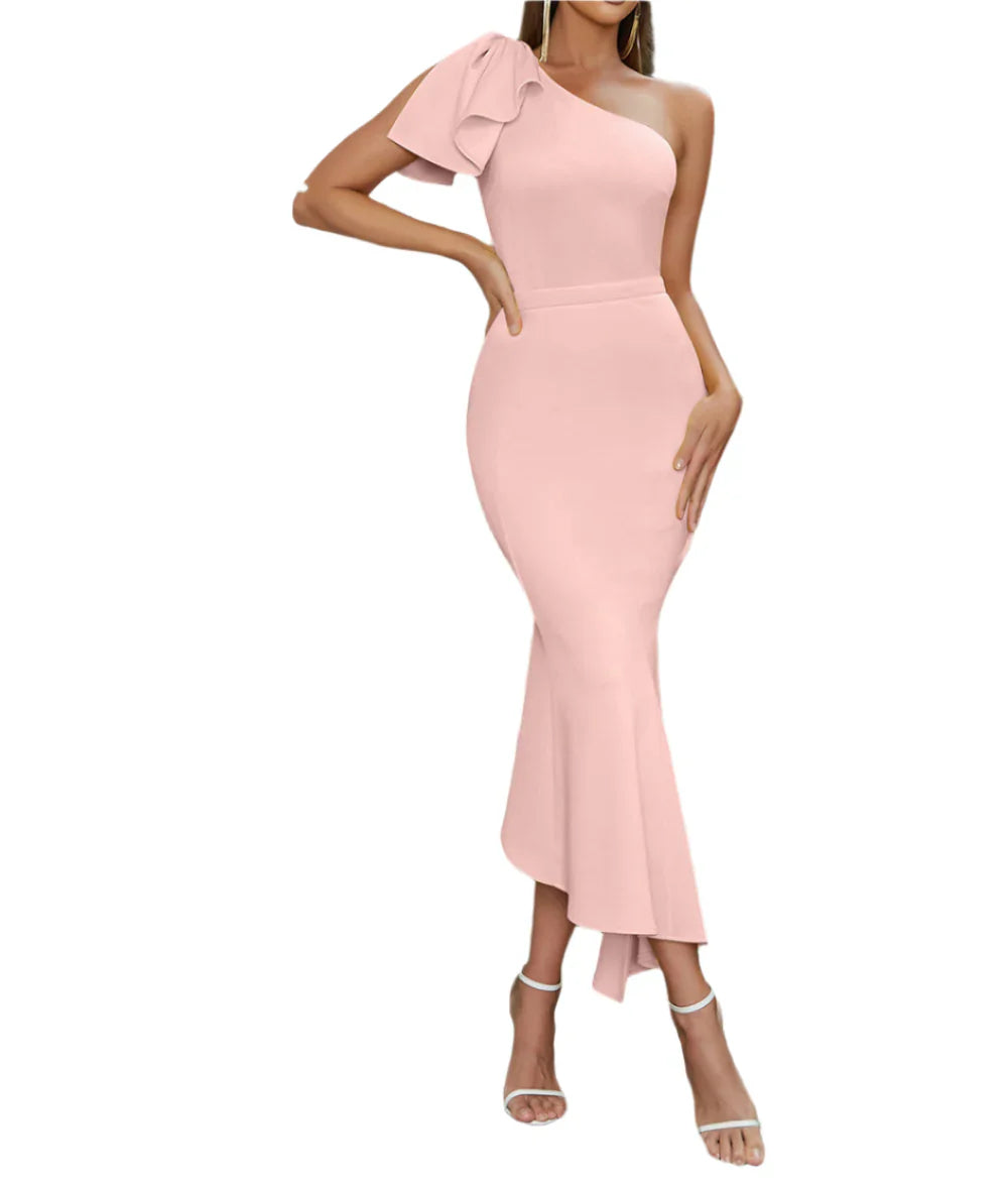 NEXT DAY DELIVERY EUKENE One Shoulder Bodycon Maxi Dress