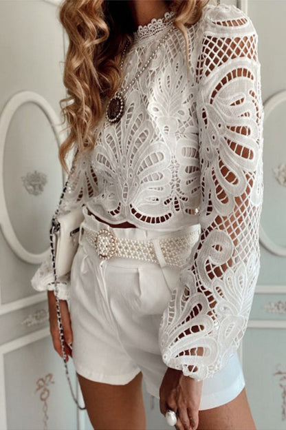 Lace Crochet Long Sleeve Blouse