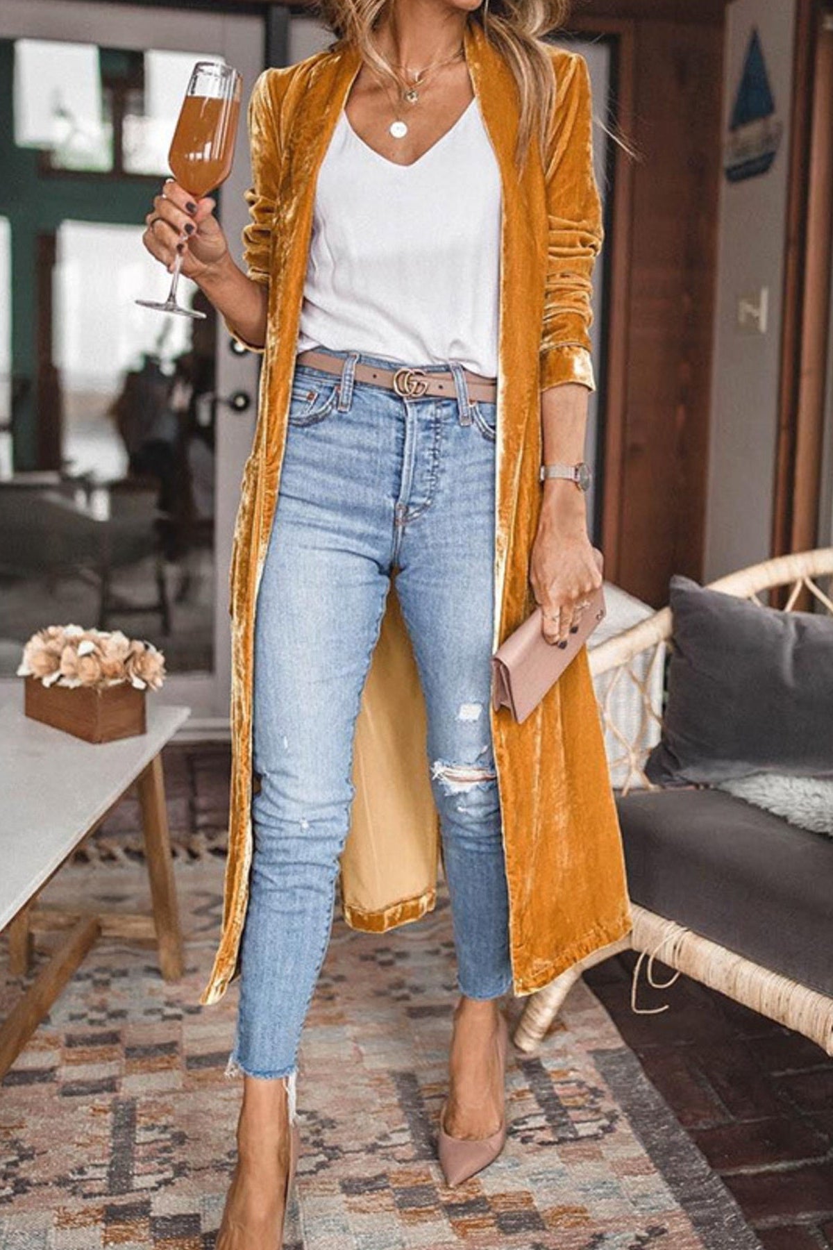 Open Front Long Sleeve Longline Cardigan