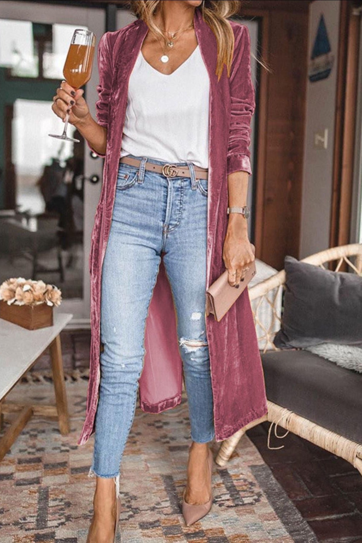 Open Front Long Sleeve Longline Cardigan