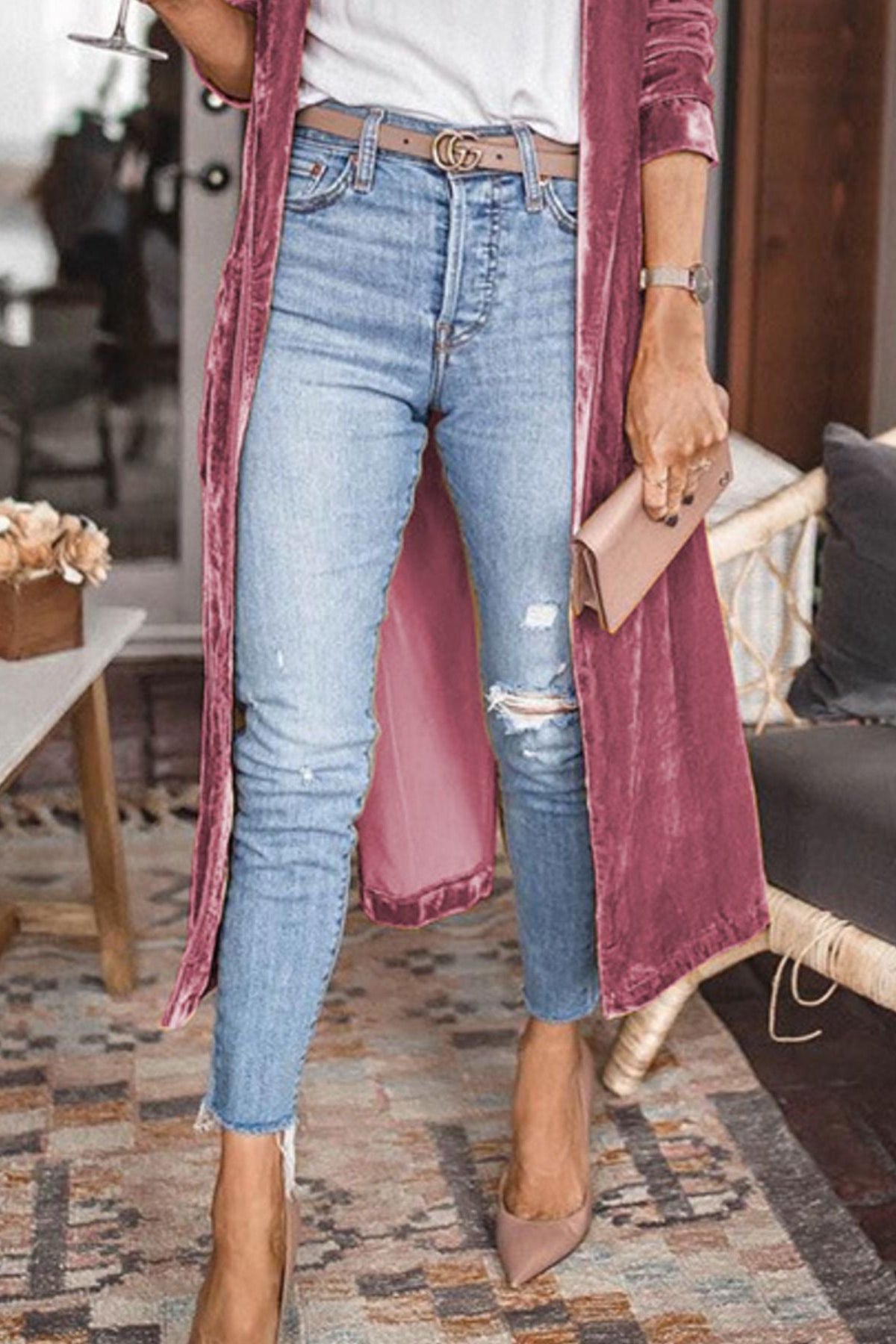 Open Front Long Sleeve Longline Cardigan