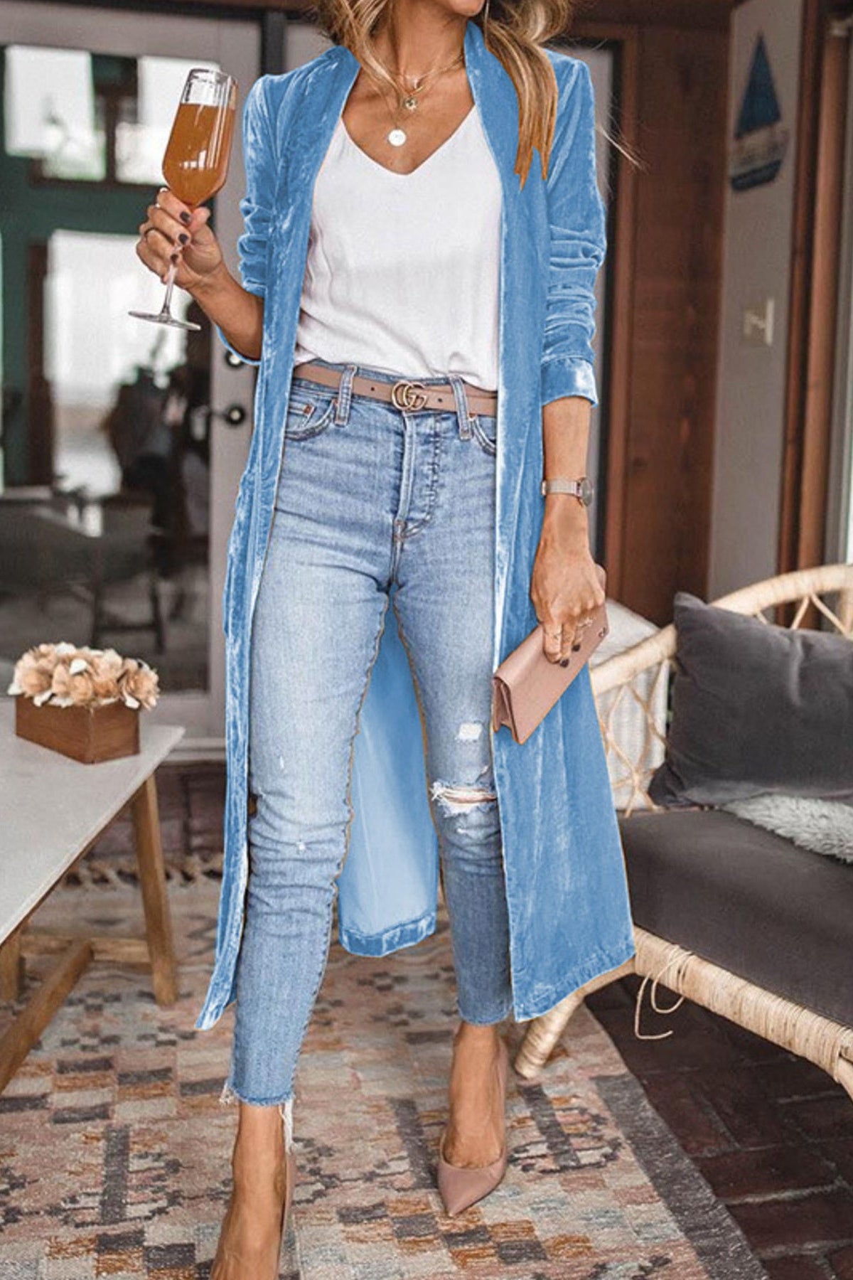 Open Front Long Sleeve Longline Cardigan