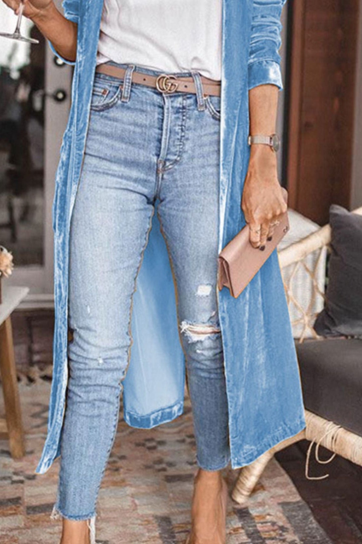 Open Front Long Sleeve Longline Cardigan