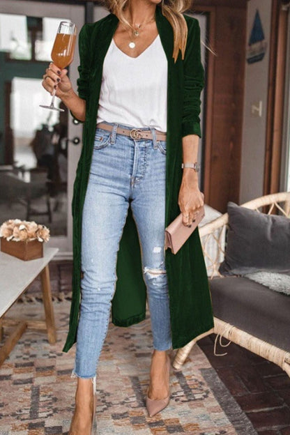 Open Front Long Sleeve Longline Cardigan