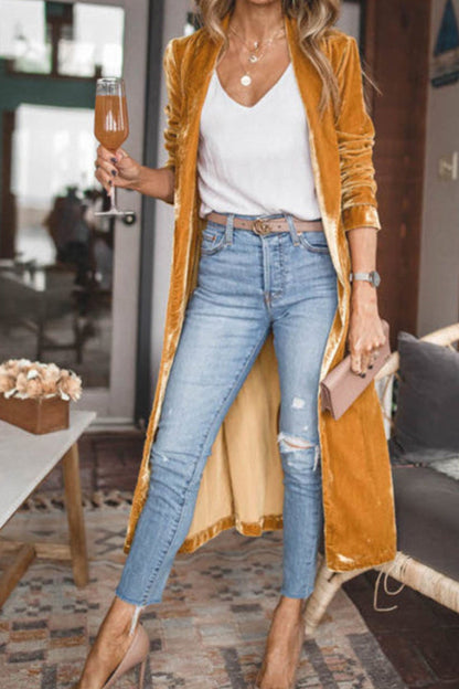 Open Front Long Sleeve Longline Cardigan