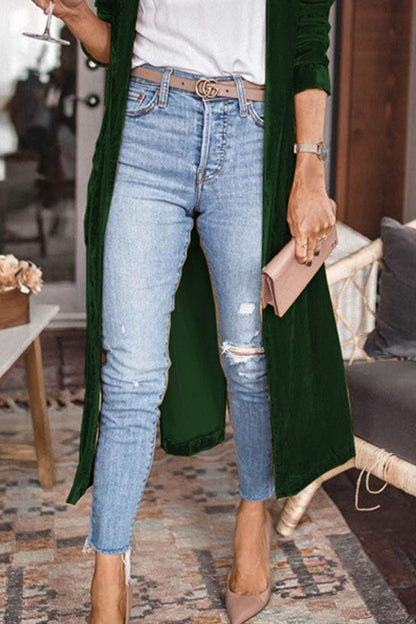 Open Front Long Sleeve Longline Cardigan
