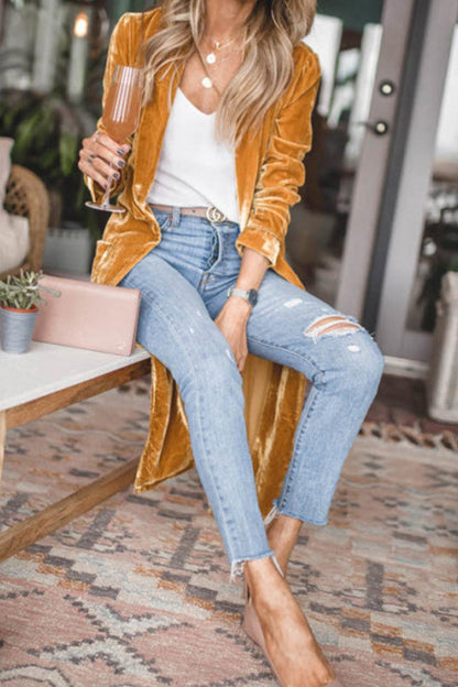 Open Front Long Sleeve Longline Cardigan