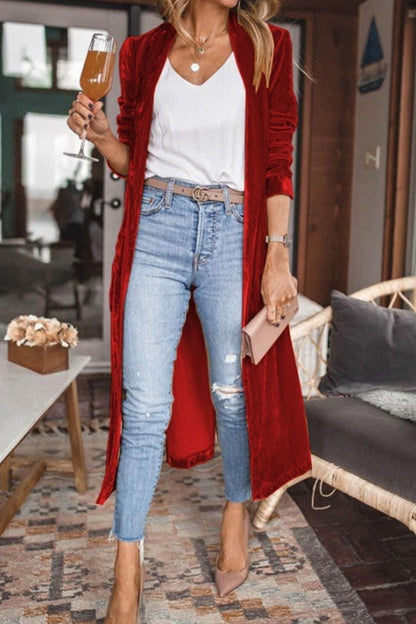 Open Front Long Sleeve Longline Cardigan