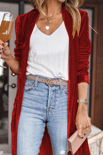 Open Front Long Sleeve Longline Cardigan