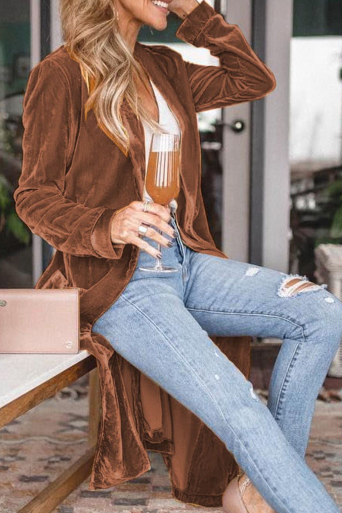 Open Front Long Sleeve Longline Cardigan