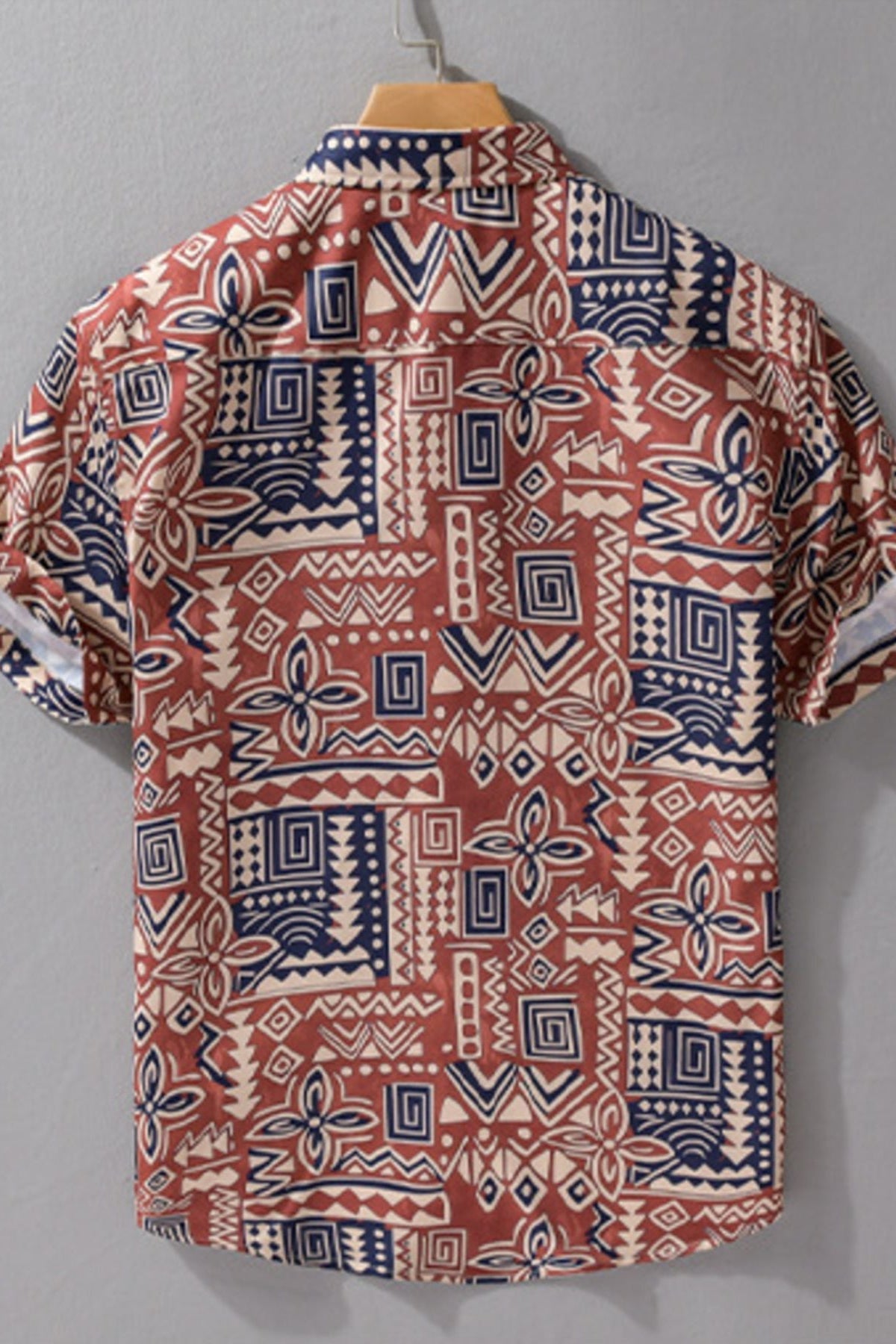 Mosaic Print Button Up Short Sleeve Shirt