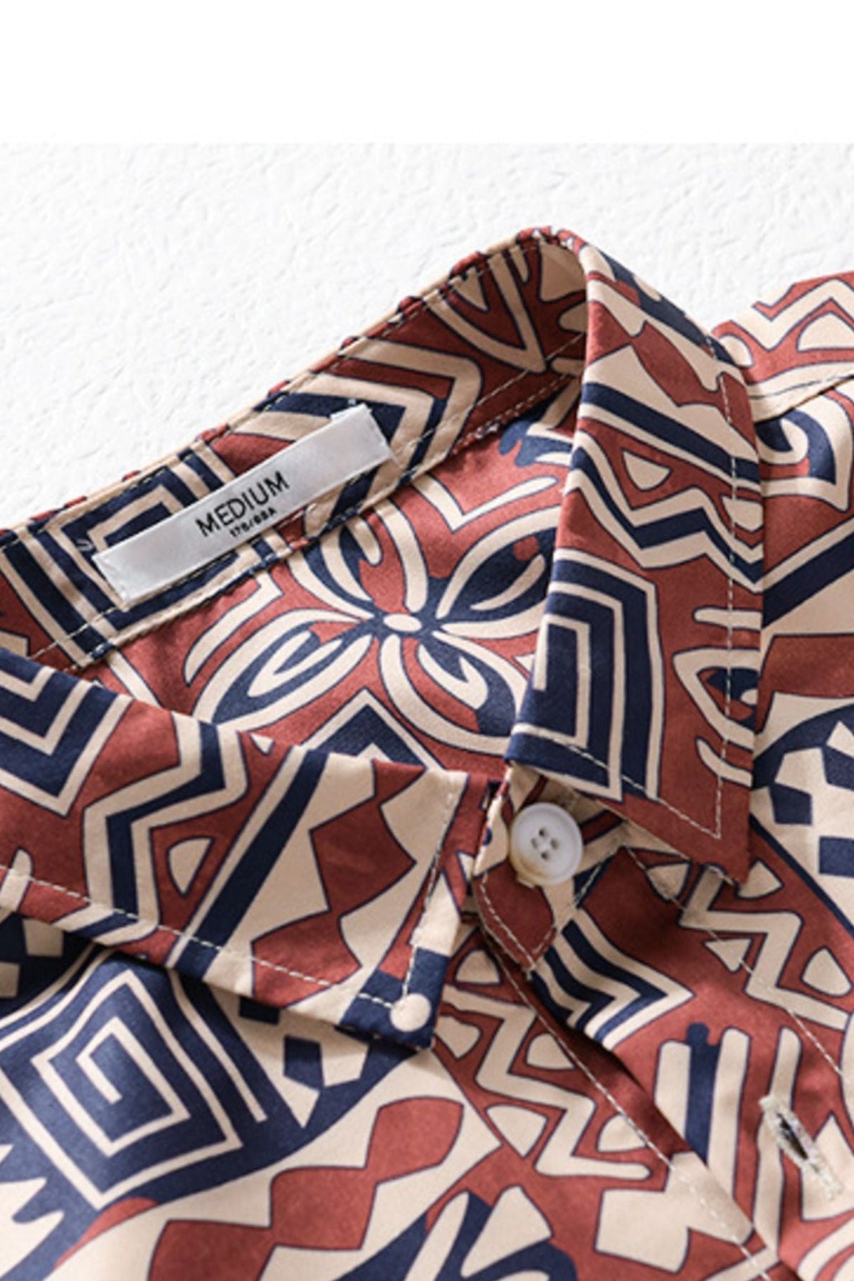 Mosaic Print Button Up Short Sleeve Shirt