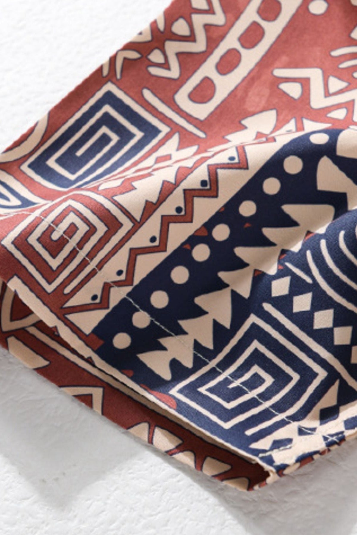 Mosaic Print Button Up Short Sleeve Shirt