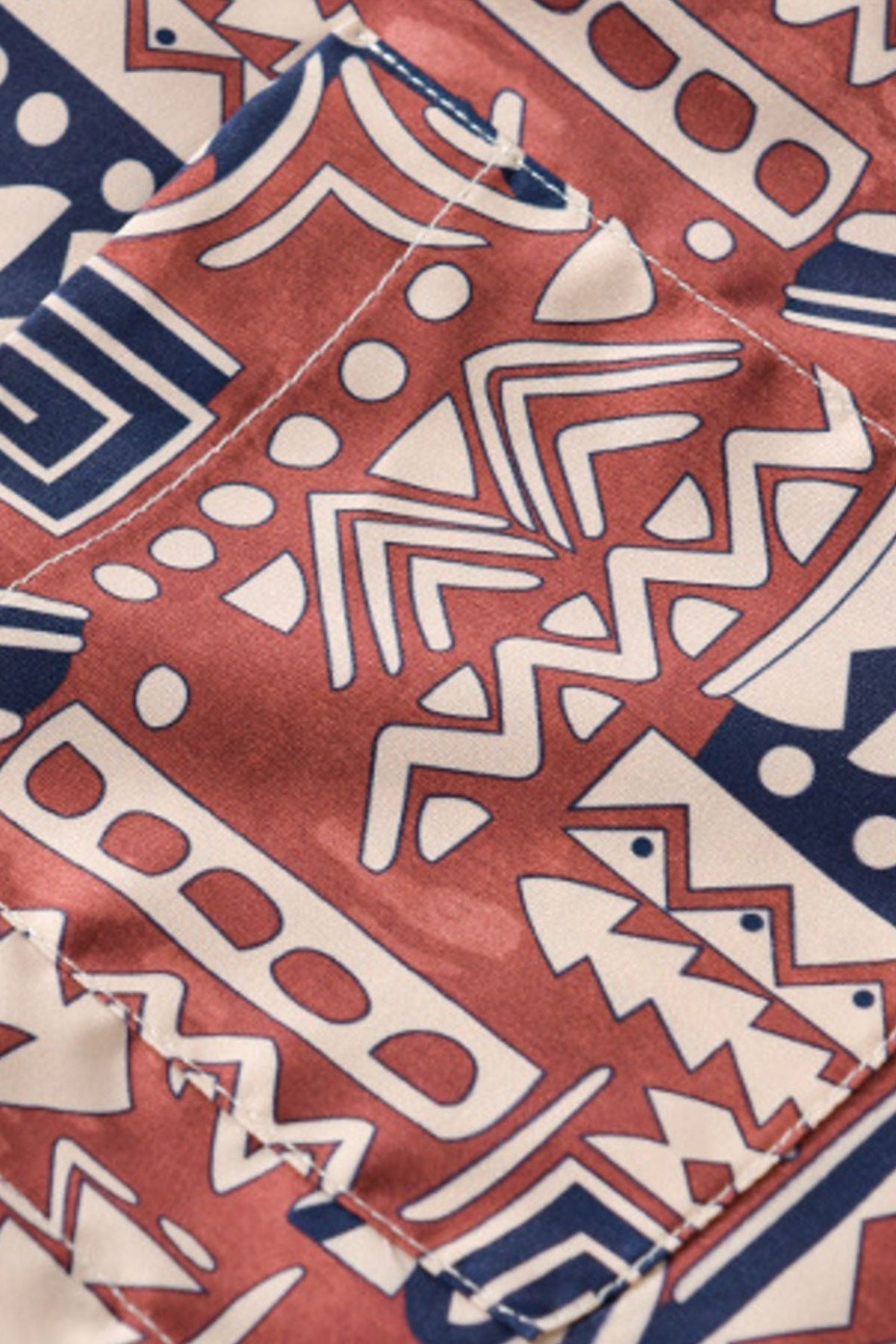 Mosaic Print Button Up Short Sleeve Shirt