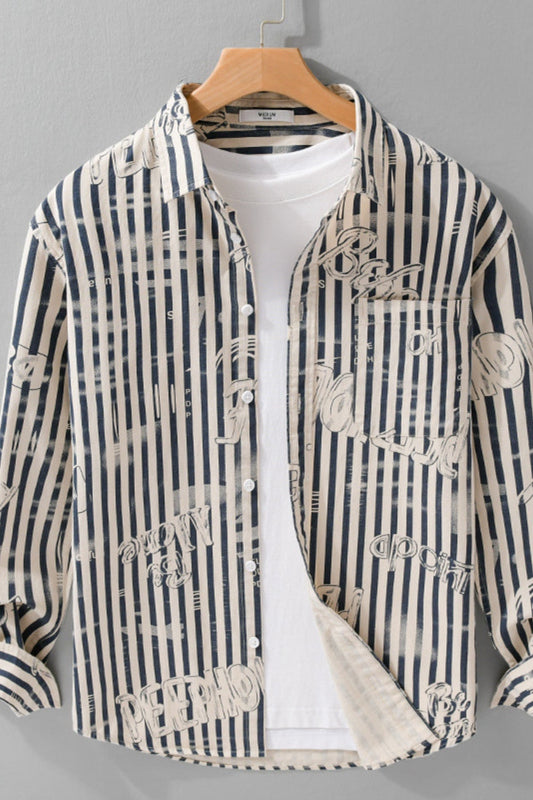 Men's Word Graphic Button Up Shirt