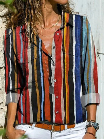 Isabelle | Women's Floral Print Long Sleeve Button-Down Blouse