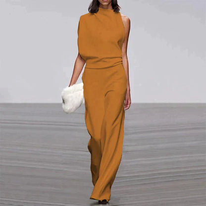 Vivienne | Women's Sleeveless Wide Leg Jumpsuit Mock Neck Formal