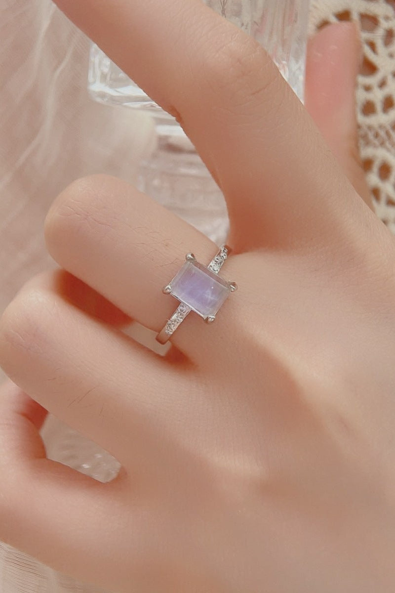 925 Sterling Silver Zircon Rectangle Ring