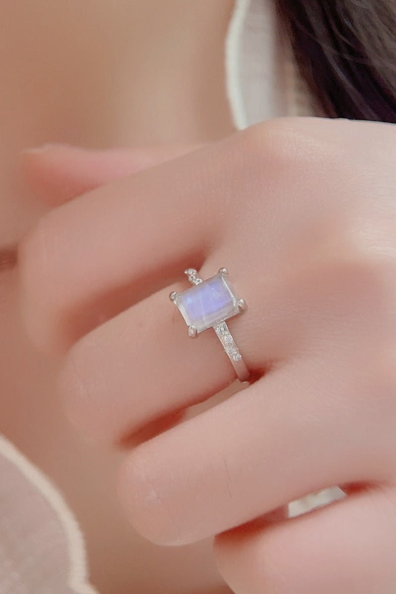 925 Sterling Silver Zircon Rectangle Ring