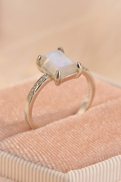 925 Sterling Silver Zircon Rectangle Ring