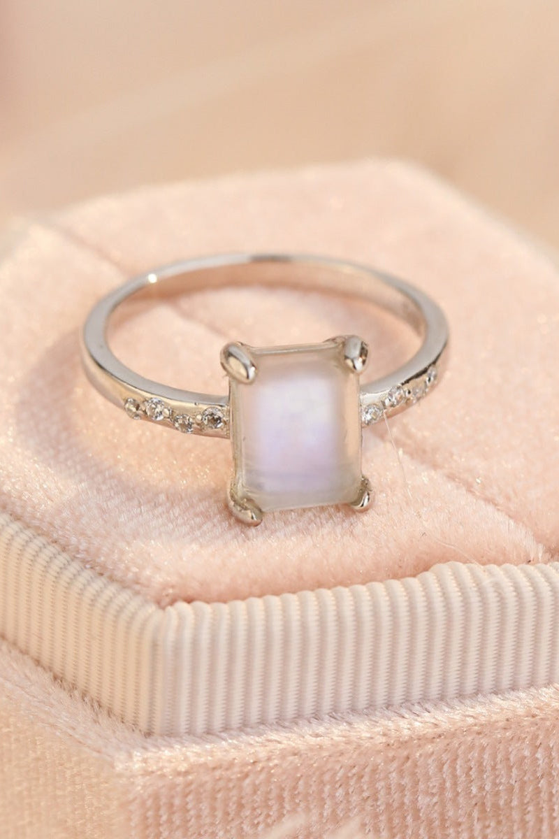 925 Sterling Silver Zircon Rectangle Ring