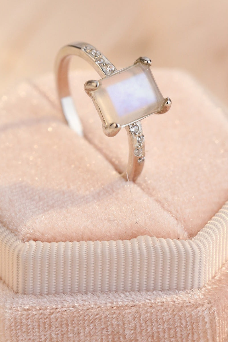 925 Sterling Silver Zircon Rectangle Ring