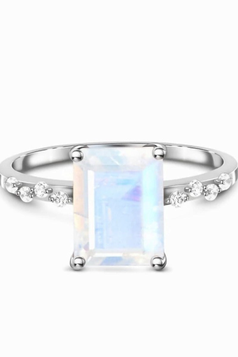 925 Sterling Silver Zircon Rectangle Ring
