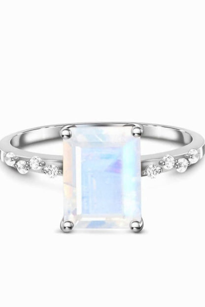 925 Sterling Silver Zircon Rectangle Ring