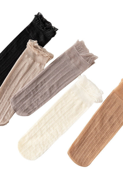 Sheer Ruffle Tulle Sock