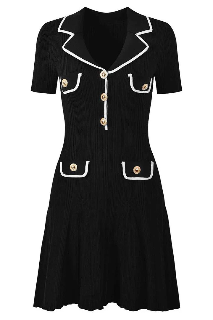 FABRIZIA Knit Mini Bodycon Dress BLACK