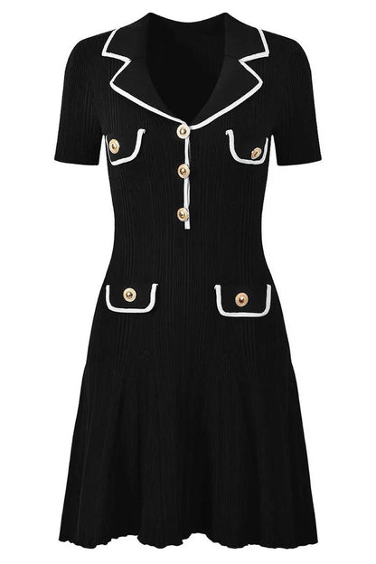 FABRIZIA Knit Mini Bodycon Dress BLACK