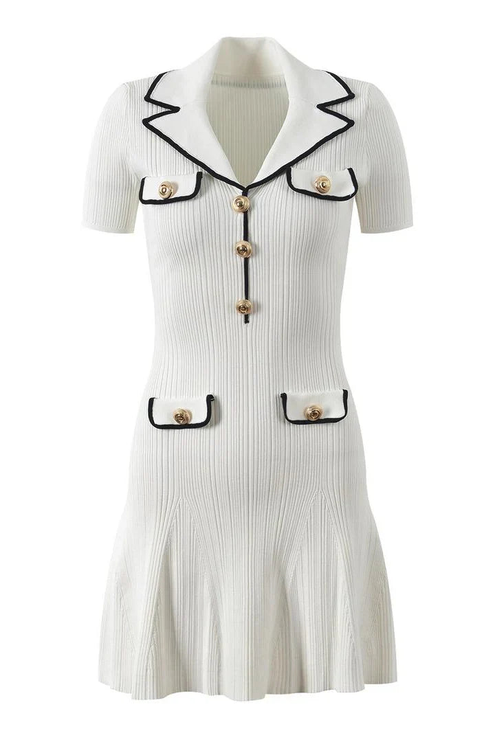FABRIZIA Knit Mini Bodycon Dress WHITE