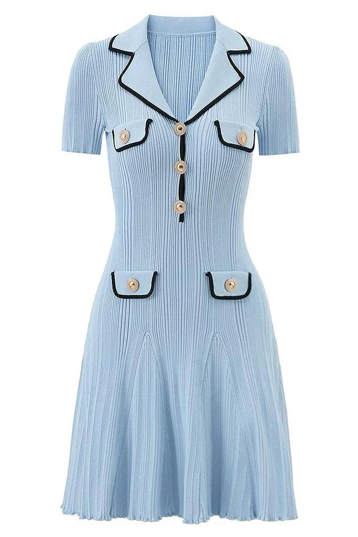 FABRIZIA Knit Mini Bodycon Dress BLUE