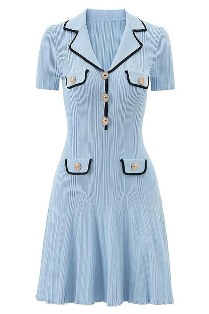 FABRIZIA Knit Mini Bodycon Dress BLUE