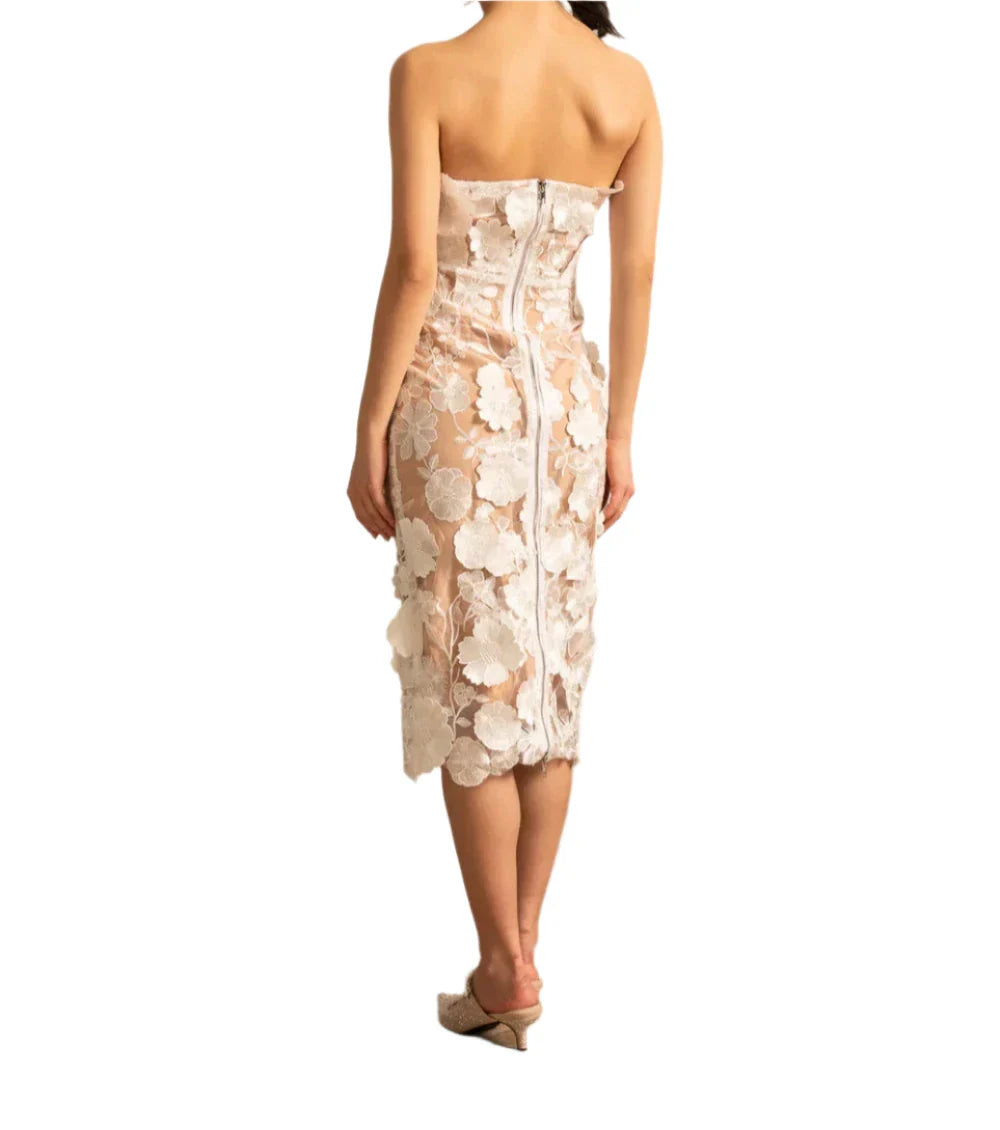 FAYE Strapless Embroided Bodycon Dress