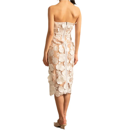 FAYE Strapless Embroided Bodycon Dress