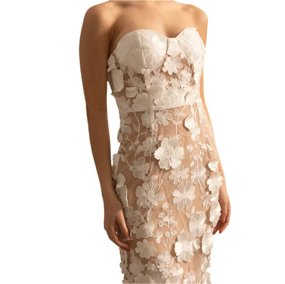 FAYE Strapless Embroided Bodycon Dress