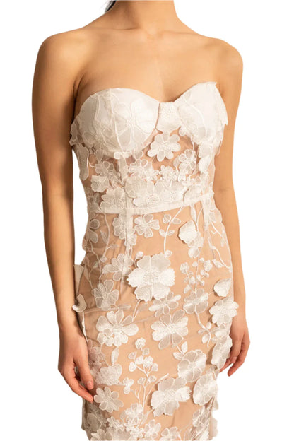 FAYE Strapless Embroided Bodycon Dress