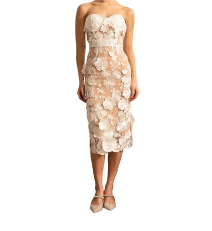 FAYE Strapless Embroided Bodycon Dress