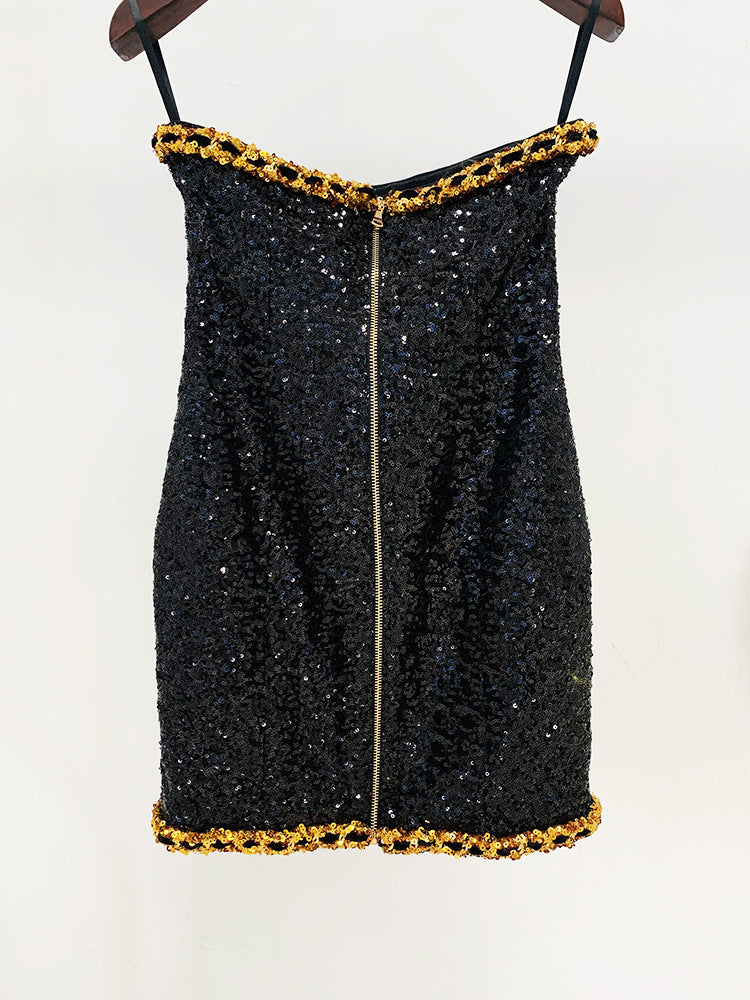 FELISBERTA Strapless Sequins Classic Bodycon Dress