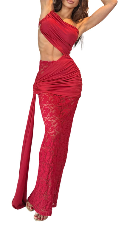 FILIPPA Cut Out Convertible Maxi Dress RED