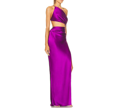 NEXT DAY DELIVERY FURLA Satin One Shoulder Bodycon Ginger Dress