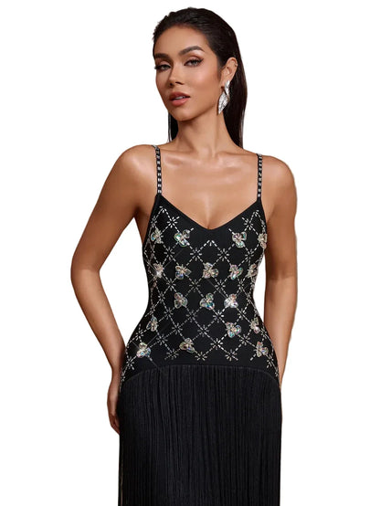 GALA Beaded Fringe Maxi Dress
