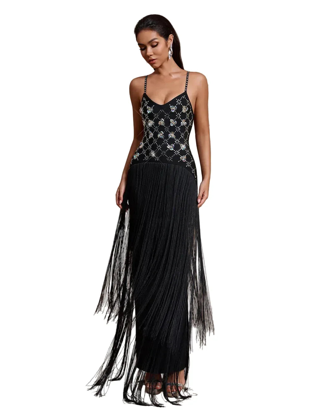 GALA Beaded Fringe Maxi Dress