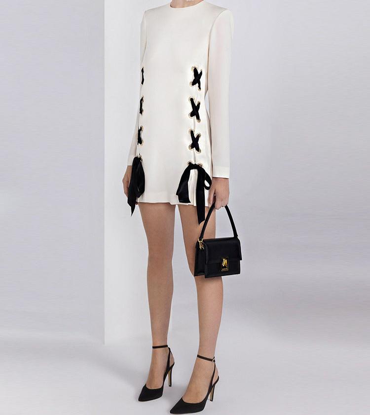 GARCIA Long Sleeve Classic Bodycon Dress WHITE