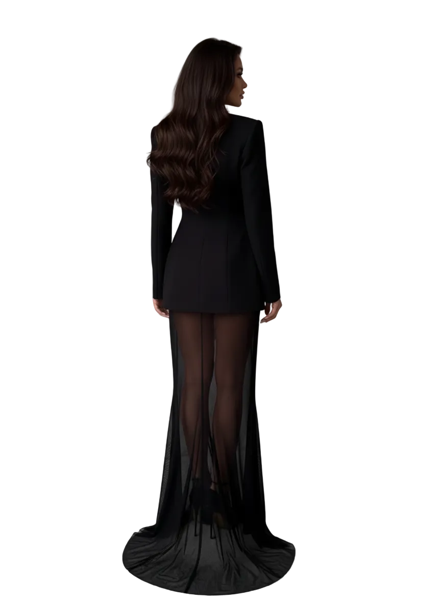 PINKAPPLE DRESSES ERIN Tailored Blazer and Wide-Leg Sheer Pants