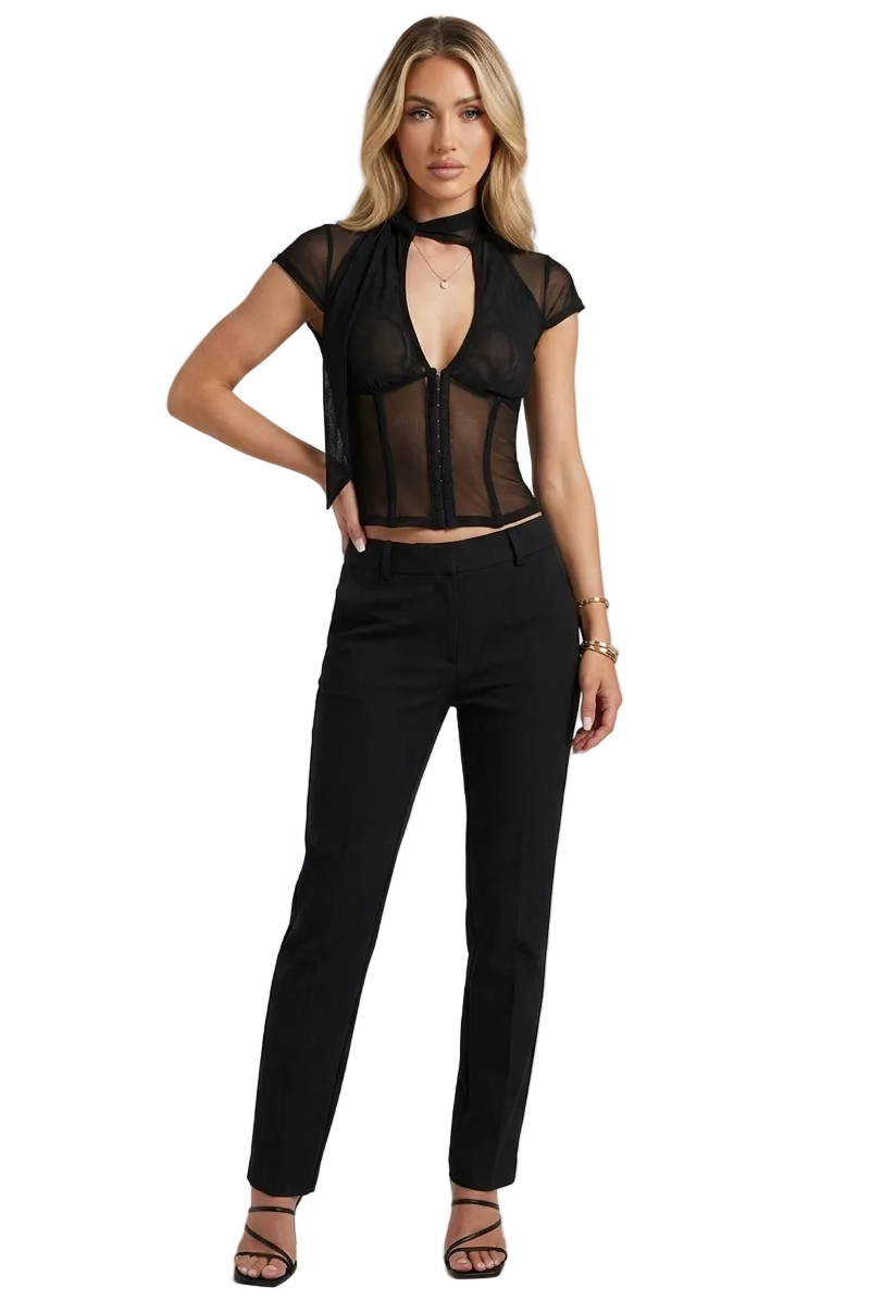Women Mesh Corset Top | Short Sleeves