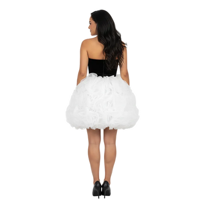 PINKAPPLE DRESSES PINA Strapless Velvet Mini Dress with Floral Tulle Skirt